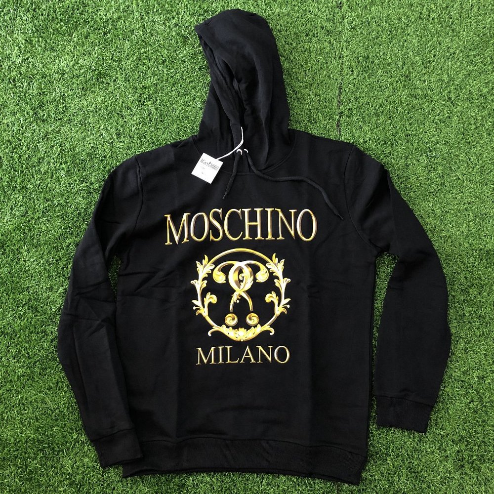 Moschino Golden Logo Printed Black Hoodie